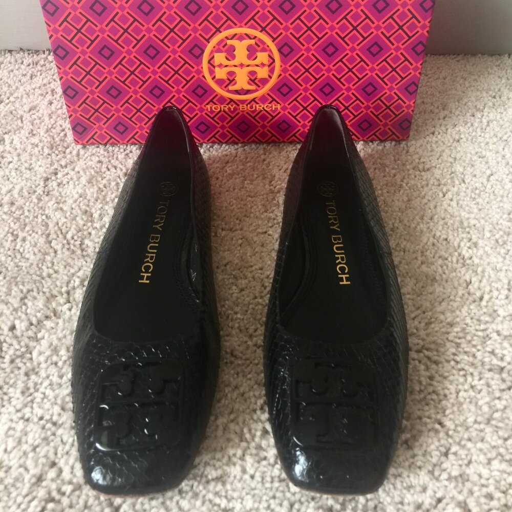 Tory Burch Black Snake Georgia Ballet Flat w/ Box Size 7